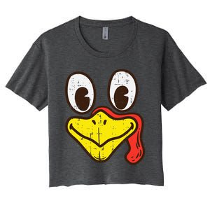 Silly Turkey Face Funny Thanksgiving Dinner Women's Crop Top Tee