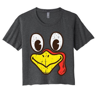 Silly Turkey Face Funny Thanksgiving Dinner Women's Crop Top Tee