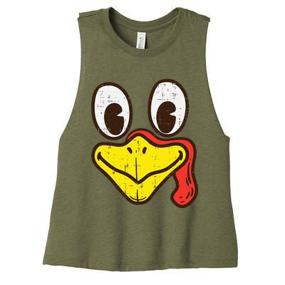 Silly Turkey Face Funny Thanksgiving Dinner Women's Racerback Cropped Tank