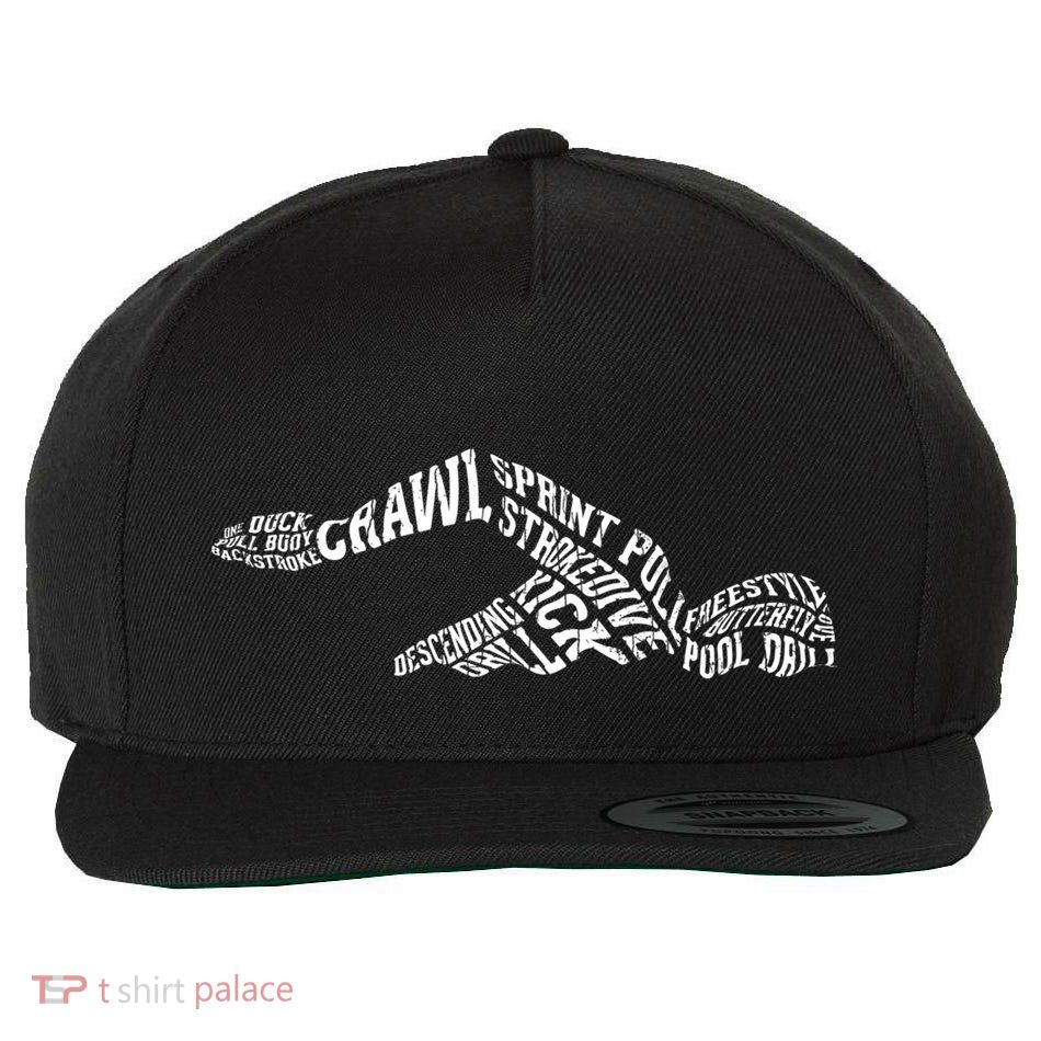 Swimmer Typography Funny Swim Swimming Coach Player Graphic Great Gift Wool Snapback Cap