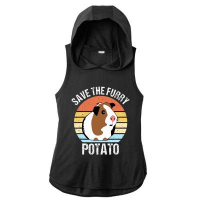 Save The Furry Potato Funny Guinea Pig Ladies PosiCharge Tri-Blend Wicking Draft Hoodie Tank