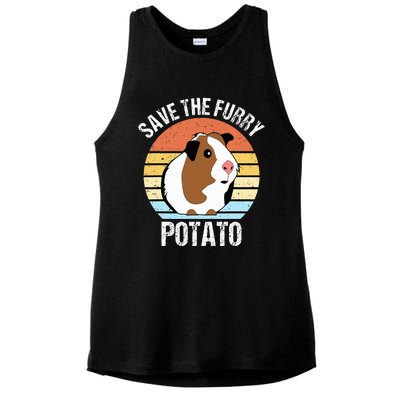 Save The Furry Potato Funny Guinea Pig Ladies PosiCharge Tri-Blend Wicking Tank