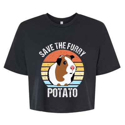 Save The Furry Potato Funny Guinea Pig Bella+Canvas Jersey Crop Tee