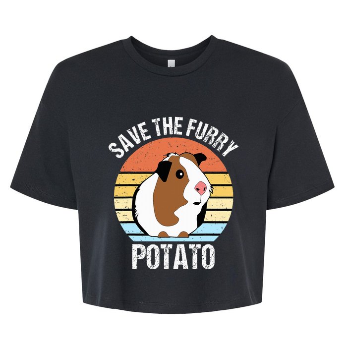 Save The Furry Potato Funny Guinea Pig Bella+Canvas Jersey Crop Tee