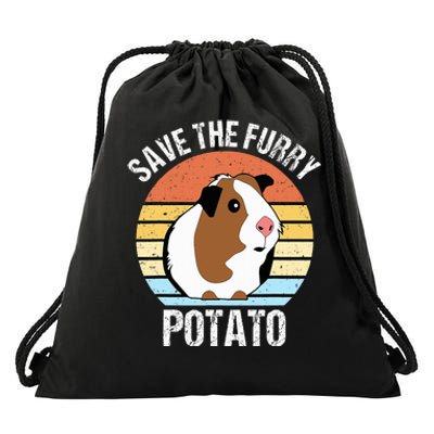 Save The Furry Potato Funny Guinea Pig Drawstring Bag