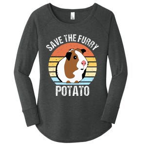 Save The Furry Potato Funny Guinea Pig Women's Perfect Tri Tunic Long Sleeve Shirt