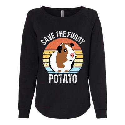 Save The Furry Potato Funny Guinea Pig Womens California Wash Sweatshirt