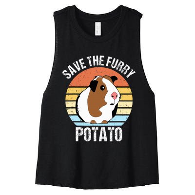 Save The Furry Potato Funny Guinea Pig Women's Racerback Cropped Tank