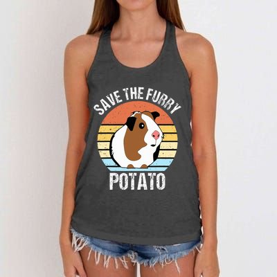 Save The Furry Potato Funny Guinea Pig Women's Knotted Racerback Tank