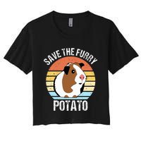 Save The Furry Potato Funny Guinea Pig Women's Crop Top Tee