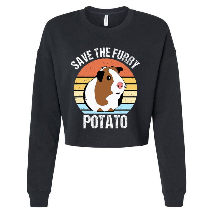 Save The Furry Potato Funny Guinea Pig Cropped Pullover Crew