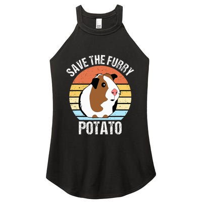 Save The Furry Potato Funny Guinea Pig Women's Perfect Tri Rocker Tank