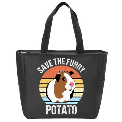 Save The Furry Potato Funny Guinea Pig Zip Tote Bag