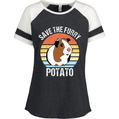 Save The Furry Potato Funny Guinea Pig Enza Ladies Jersey Colorblock Tee