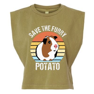 Save The Furry Potato Funny Guinea Pig Garment-Dyed Women's Muscle Tee