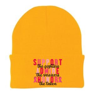 Support The Fighters Admire The Survivors Honor The Taken Breast Cancer Knit Cap Winter Beanie