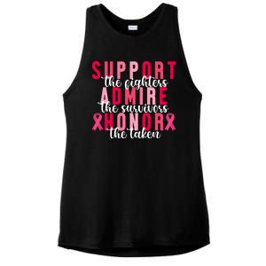 Support The Fighters Admire The Survivors Honor The Taken Breast Cancer Ladies PosiCharge Tri-Blend Wicking Tank