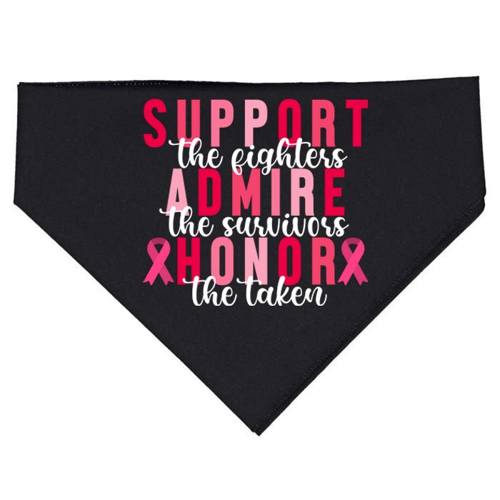 Support The Fighters Admire The Survivors Honor The Taken Breast Cancer USA-Made Doggie Bandana