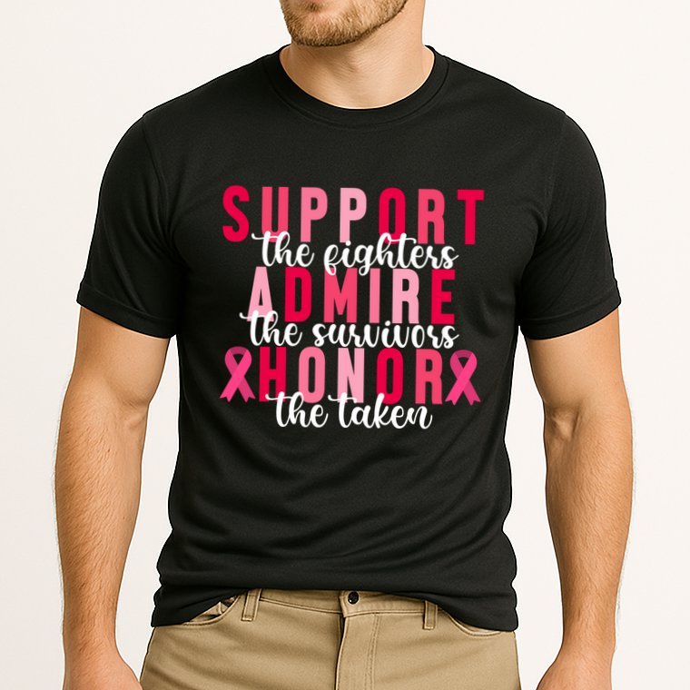 Support The Fighters Admire The Survivors Honor The Taken Breast Cancer Cooling Performance Crew T-Shirt