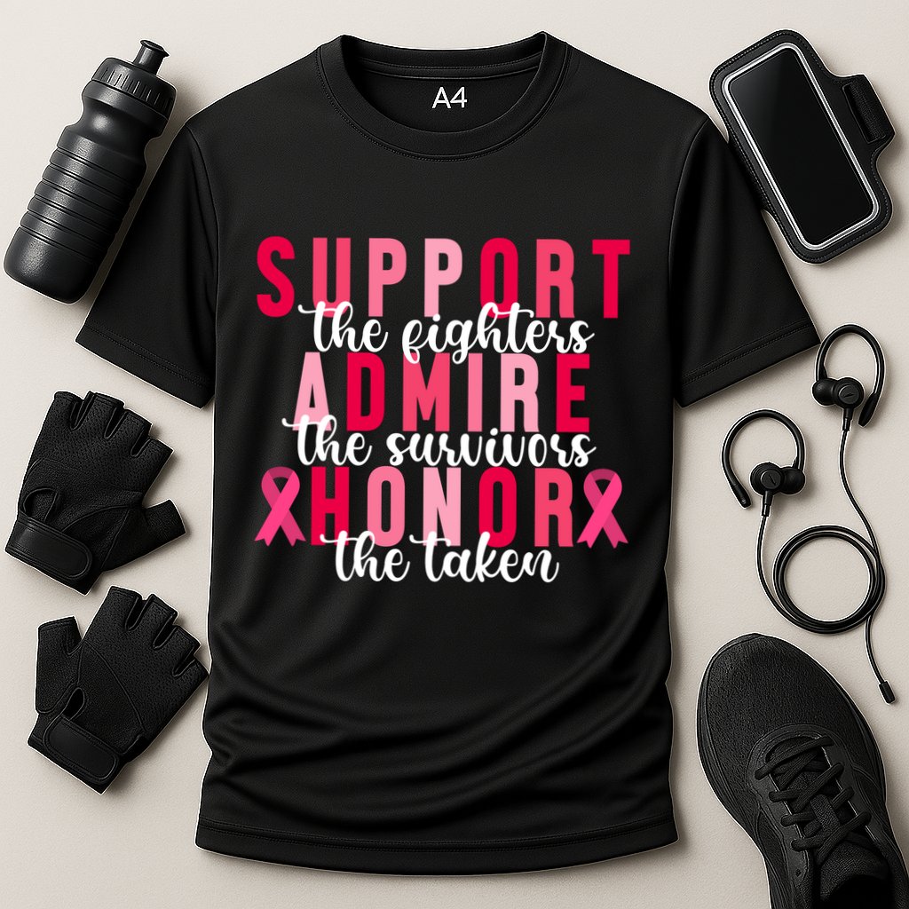 Support The Fighters Admire The Survivors Honor The Taken Breast Cancer Cooling Performance Crew T-Shirt
