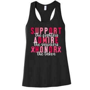 Support The Fighters Admire The Survivors Honor The Taken Breast Cancer Women's Racerback Tank