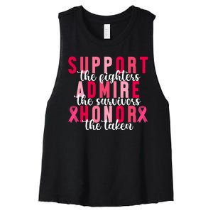 Support The Fighters Admire The Survivors Honor The Taken Breast Cancer Women's Racerback Cropped Tank