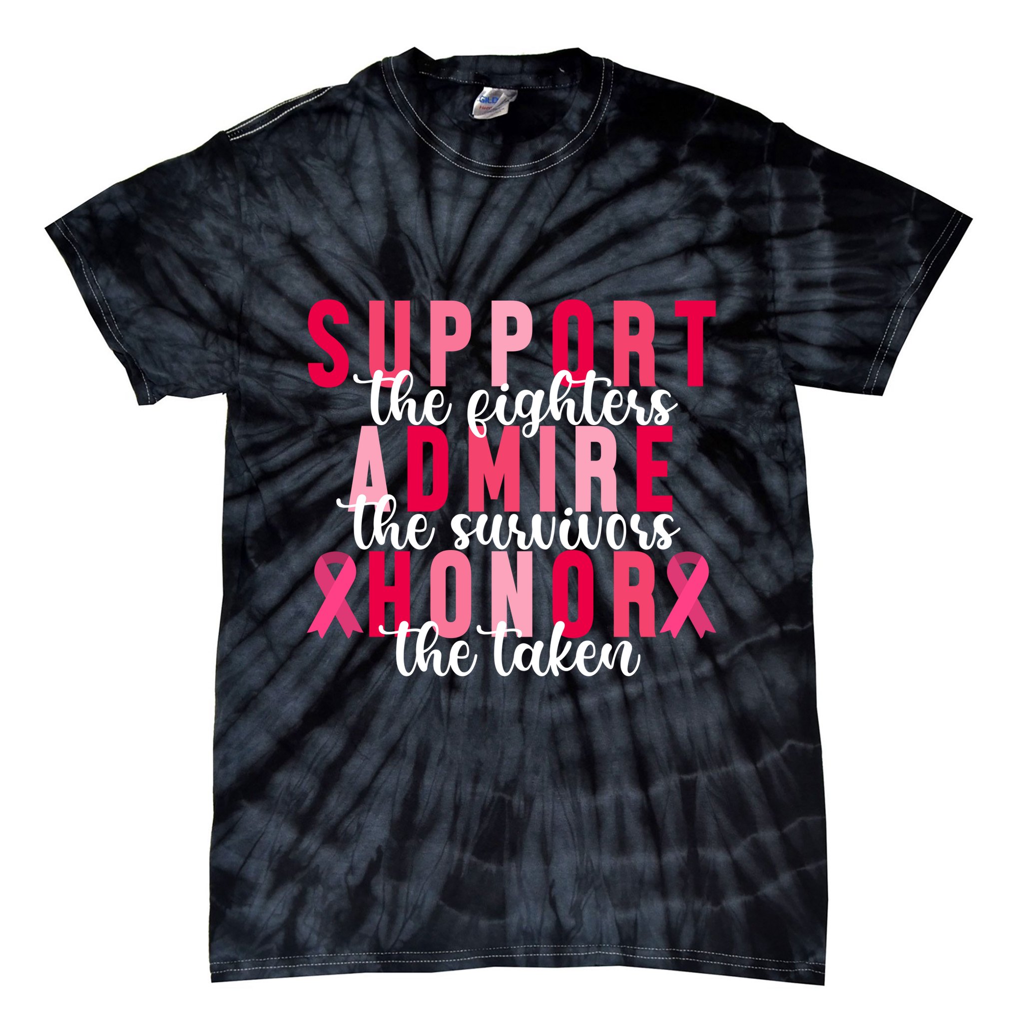 Support The Fighters Admire The Survivors Honor The Taken Breast Cancer Tie-Dye T-Shirt