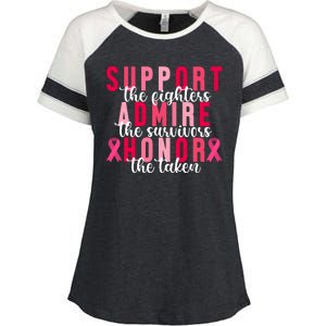 Support The Fighters Admire The Survivors Honor The Taken Breast Cancer Enza Ladies Jersey Colorblock Tee