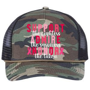 Support The Fighters Admire The Survivors Honor The Taken Breast Cancer Retro Rope Trucker Hat Cap