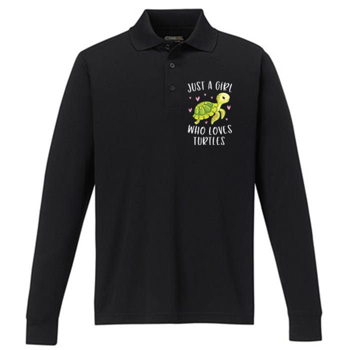 Sea Turtle For Girl Just A Girl Who Loves Turtles Performance Long Sleeve Polo