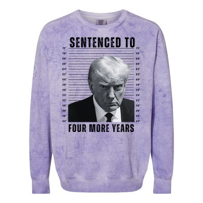 Sentenced To Four More Years Funny President Mugshot Colorblast Crewneck Sweatshirt