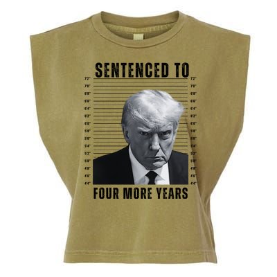 Sentenced To Four More Years Funny President Mugshot Garment-Dyed Women's Muscle Tee