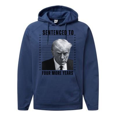 Sentenced To Four More Years Funny President Mugshot Performance Fleece Hoodie