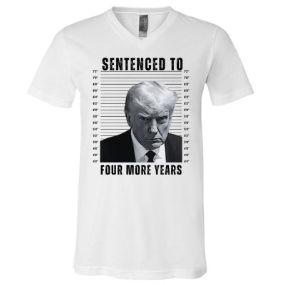 Sentenced To Four More Years Funny President Mugshot V-Neck T-Shirt