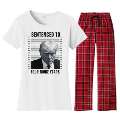 Sentenced To Four More Years Funny President Mugshot Women's Flannel Pajama Set