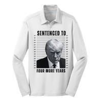 Sentenced To Four More Years Funny President Mugshot Silk Touch Performance Long Sleeve Polo