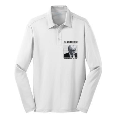 Sentenced To Four More Years Funny President Mugshot Silk Touch Performance Long Sleeve Polo