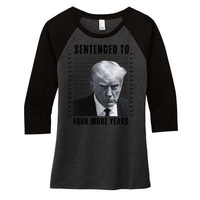 Sentenced To Four More Years Funny President Mugshot Women's Tri-Blend 3/4-Sleeve Raglan Shirt