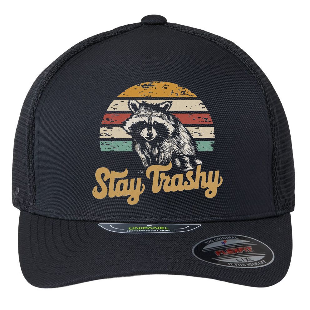 Stay Trashy Funny Opossum Raccoon Internet Memes Funny Meme Flexfit Unipanel Trucker Cap