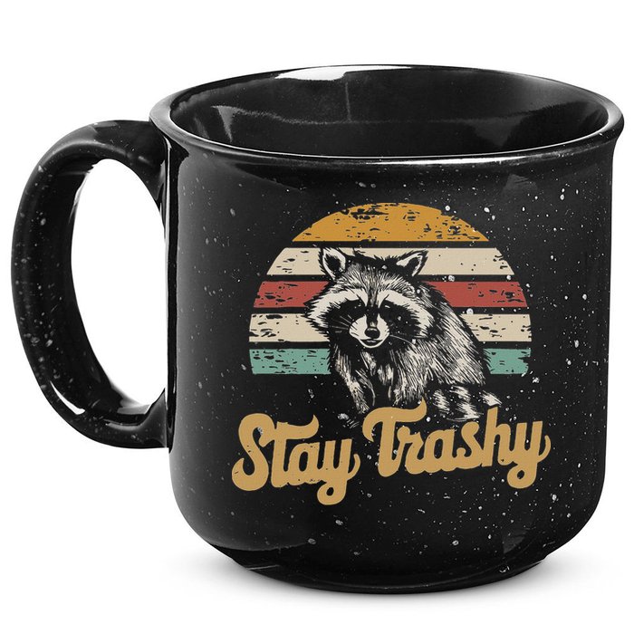 Stay Trashy Funny Opossum Raccoon Internet Memes Funny Meme 15oz Campfire Ceramic Mug