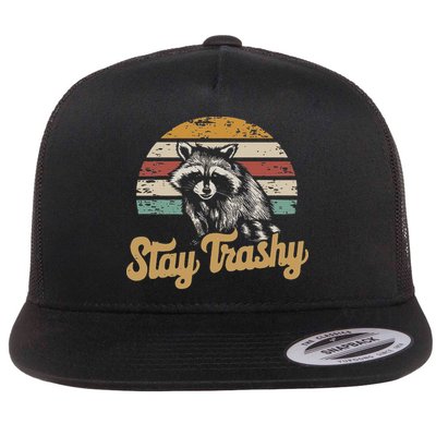 Stay Trashy Funny Opossum Raccoon Internet Memes Funny Meme Flat Bill Trucker Hat