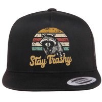 Stay Trashy Funny Opossum Raccoon Internet Memes Funny Meme Flat Bill Trucker Hat