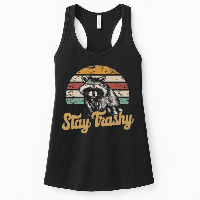 Stay Trashy Funny Opossum Raccoon Internet Memes Funny Meme Womens Tank Top