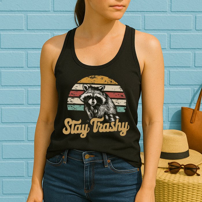 Stay Trashy Funny Opossum Raccoon Internet Memes Funny Meme Womens Tank Top