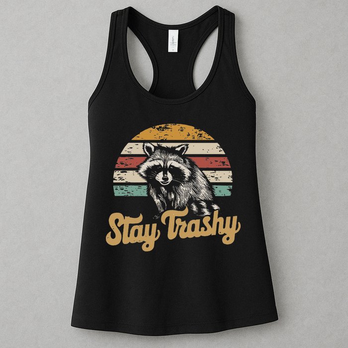 Stay Trashy Funny Opossum Raccoon Internet Memes Funny Meme Womens Tank Top