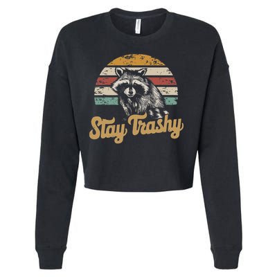 Stay Trashy Funny Opossum Raccoon Internet Memes Funny Meme Cropped Pullover Crew