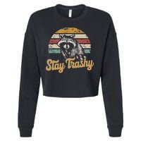 Stay Trashy Funny Opossum Raccoon Internet Memes Funny Meme Cropped Pullover Crew