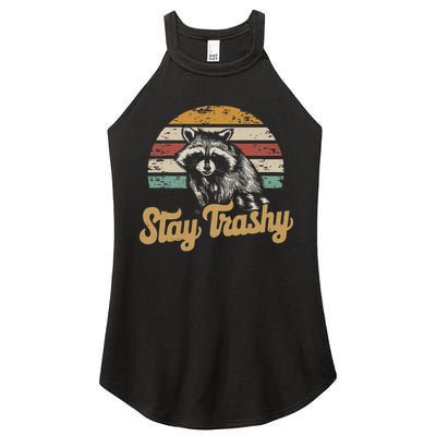 Stay Trashy Funny Opossum Raccoon Internet Memes Funny Meme Women's Perfect Tri Rocker Tank