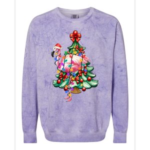 Summer Tropical Flamingo Santa Hat Christmas In July Colorblast Crewneck Sweatshirt