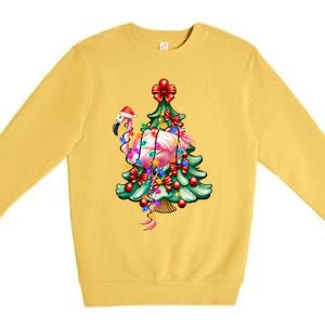 Summer Tropical Flamingo Santa Hat Christmas In July Premium Crewneck Sweatshirt